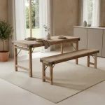 Limewash folding bench 160 cm