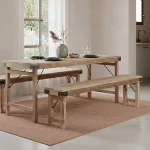 Limewash folding bench 120 cm