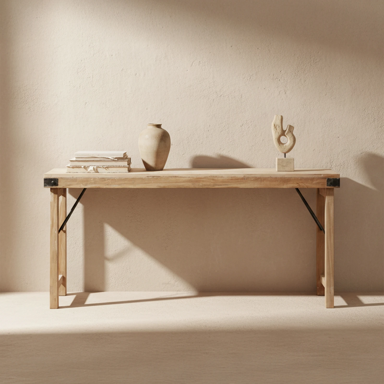 TAOW00098_31 Limewash folding console table - Image 1