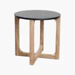 Marble side table round black - Image 2