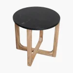 Marble side table round black - Image 3