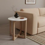 Marble side table round white