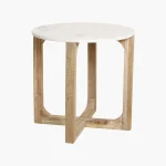 Marble side table round white - Image 2