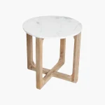 Marble side table round white - Image 3