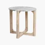 Marble side table round brown - Image 2