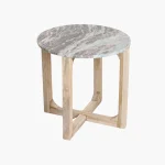 Marble side table round brown - Image 3