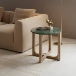 Marble side table round green