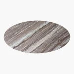 Oval brown coffee table with marble top - Image 4
