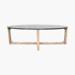 Oval green coffee table with marble top - Image 3