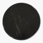 Wooden round sidetable w/black marine marble top - Image 6