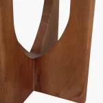 Wooden round sidetable w/black marine marble top - Image 5