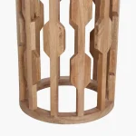 Wooden round sidetable w/banswara white marble top - Image 5