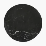 Wooden round sidetable w/black marine marble top - Image 6