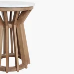 Wooden round sidetable w/banswara white marble top - Image 6