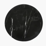 Wooden round sidetable w/black marine marble top - Image 7