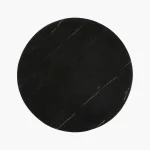Wooden round sidetable w/black marine marble top - Image 5